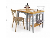 Tavolo e consolle azzurro e miele in legno massello